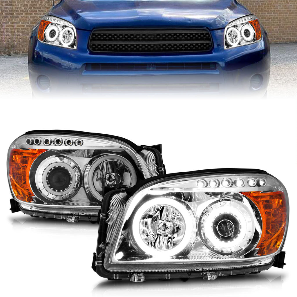 ANZO USA 111121 Projector Headlight Set w/Halo for Select Toyota RAV4