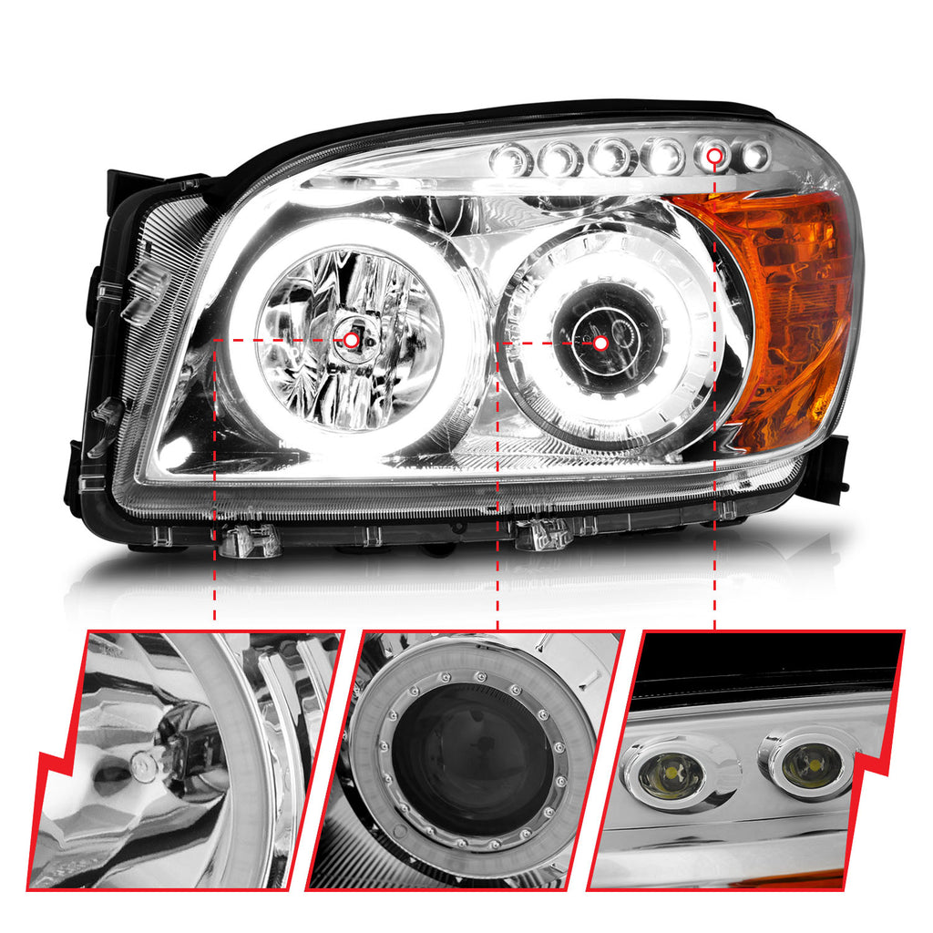 ANZO USA 111121 Projector Headlight Set w/Halo for Select Toyota RAV4