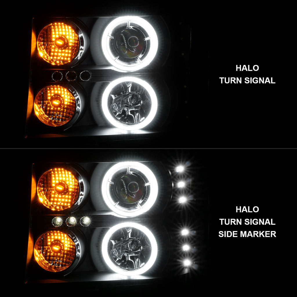 ANZO USA 111125 Projector Headlight Set w/Halo for Select GMC Sierra 1500, GMC Sierra HD, GMC Sierra HD