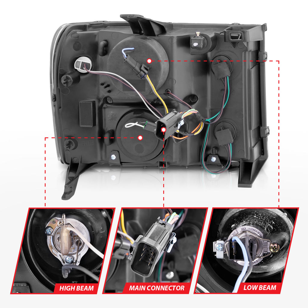 ANZO USA 111125 Projector Headlight Set w/Halo for Select GMC Sierra 1500, GMC Sierra HD, GMC Sierra HD