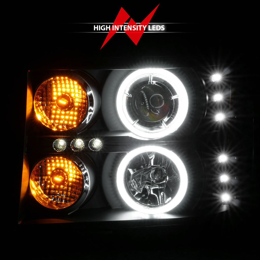 ANZO USA 111125 Projector Headlight Set w/Halo for Select GMC Sierra 1500, GMC Sierra HD, GMC Sierra HD