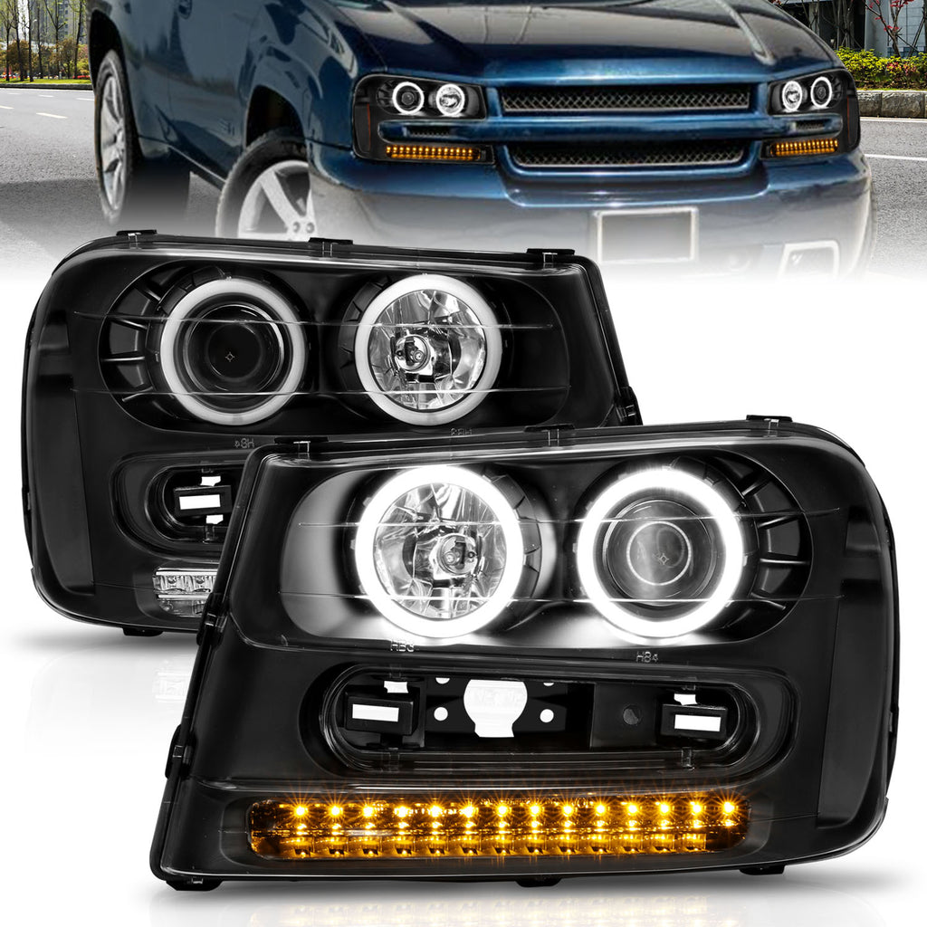 ANZO USA 111127 Projector Headlight Set w/Halo for Select Chevrolet Trailblazer, Chevrolet Trailblazer EXT