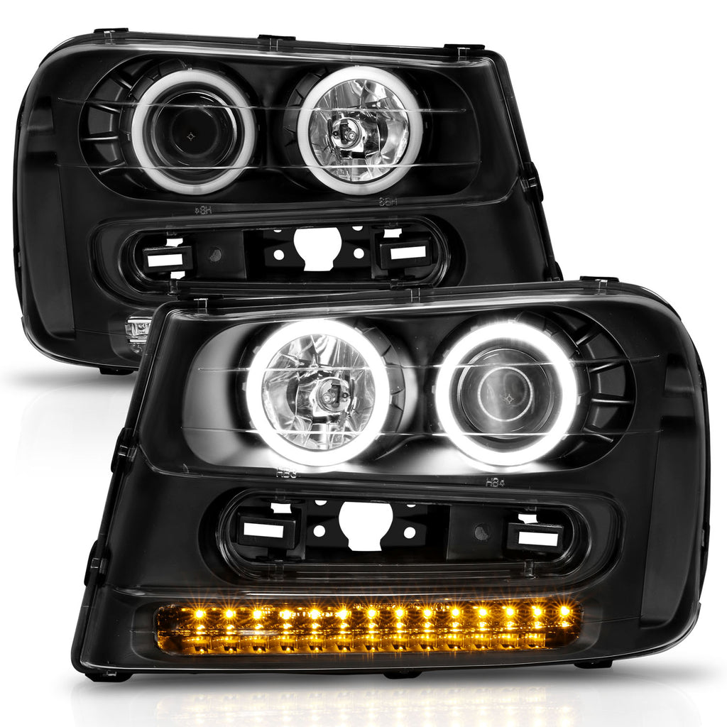 ANZO USA 111127 Projector Headlight Set w/Halo for Select Chevrolet Trailblazer, Chevrolet Trailblazer EXT