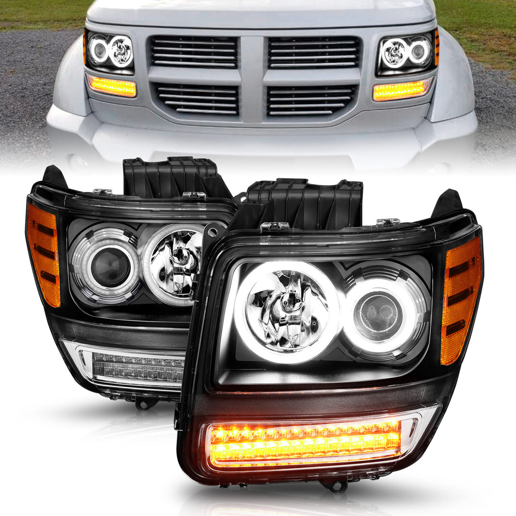 ANZO USA 111145 Projector Headlight Set w/Halo for Select Dodge Nitro