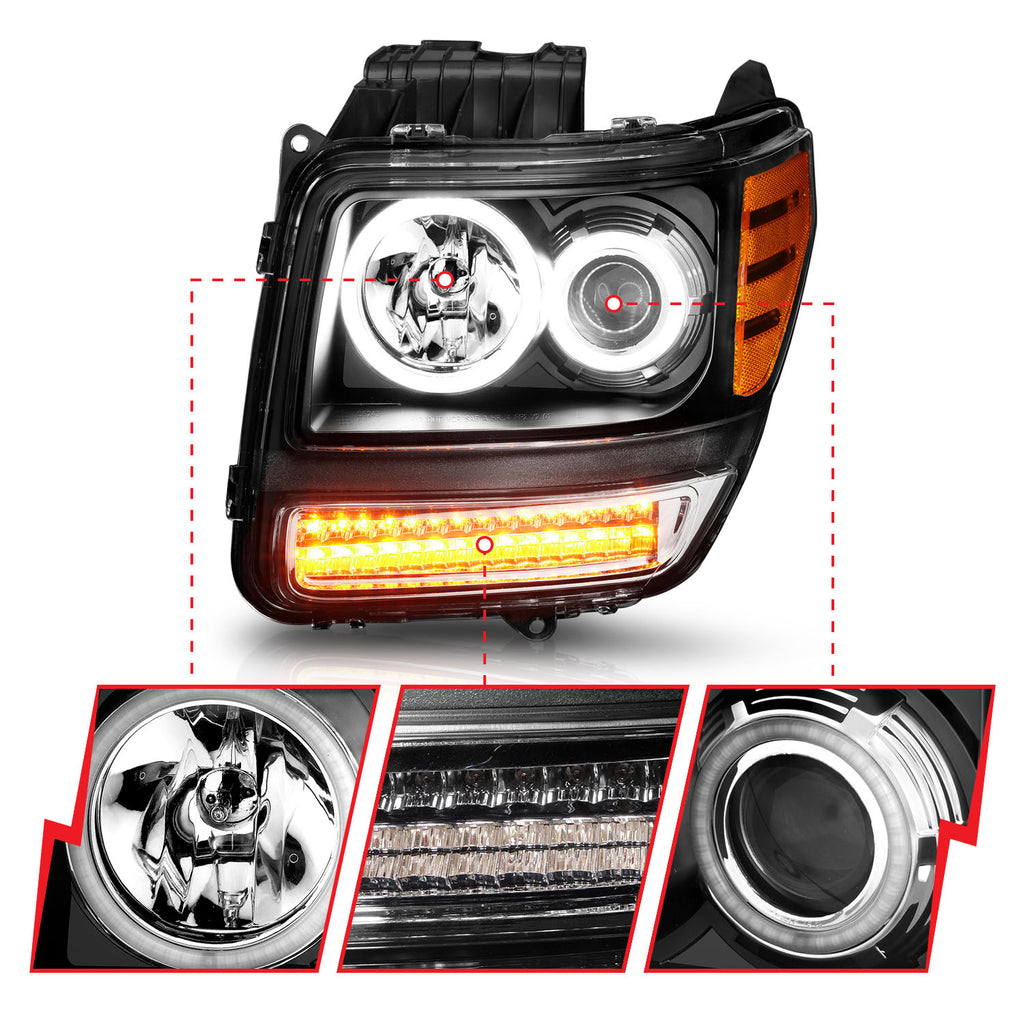 ANZO USA 111145 Projector Headlight Set w/Halo for Select Dodge Nitro