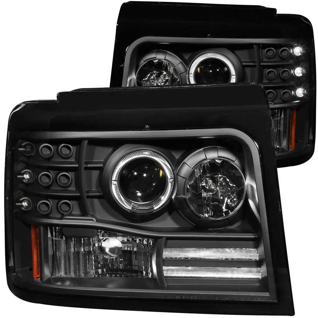ANZO USA 111184 Projector Headlight Set w/Halo for Select Ford Bronco, Ford F-150, Ford F-250, Ford F-250 HD, Ford F-350
