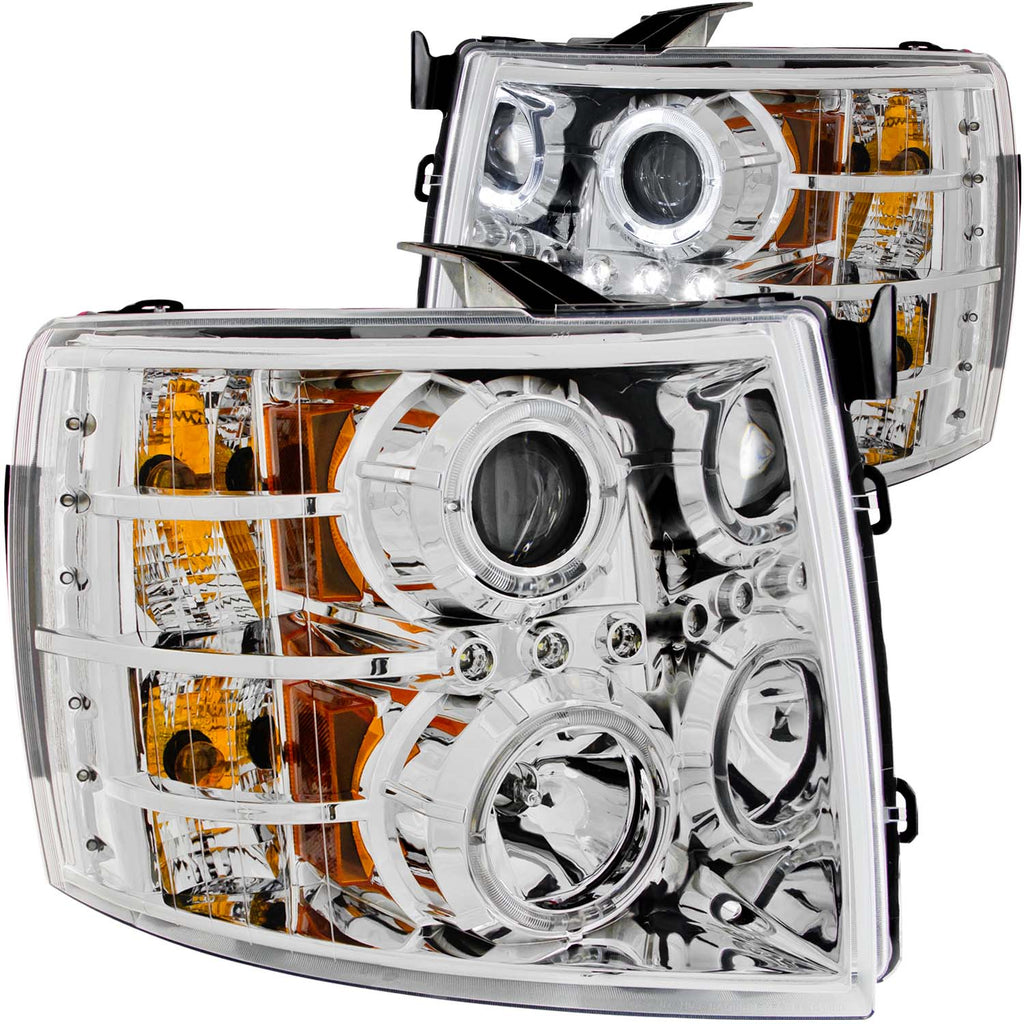 ANZO USA 111199 Projector Headlight Set w/Halo for Select Chevrolet Silverado 1500, Chevrolet Silverado HD, Chevrolet Silverado HD