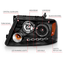 Load image into Gallery viewer, ANZO USA 111204 Projector Headlight Set w/Halo for Select Ford F-150, Lincoln Mark LT