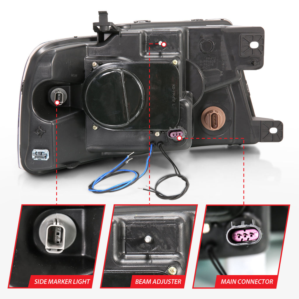 ANZO USA 111204 Projector Headlight Set w/Halo for Select Ford F-150, Lincoln Mark LT