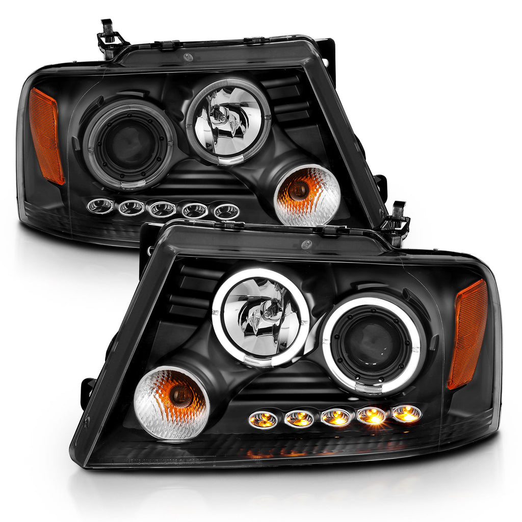 ANZO USA 111204 Projector Headlight Set w/Halo for Select Ford F-150, Lincoln Mark LT