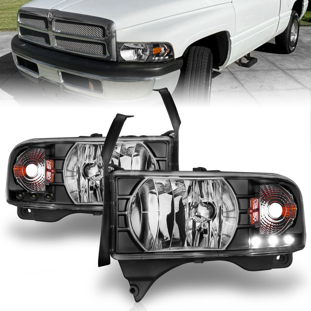 ANZO USA 111205 Crystal Headlight Set for Select Dodge Ram 1500, Dodge Ram 2500, Dodge Ram