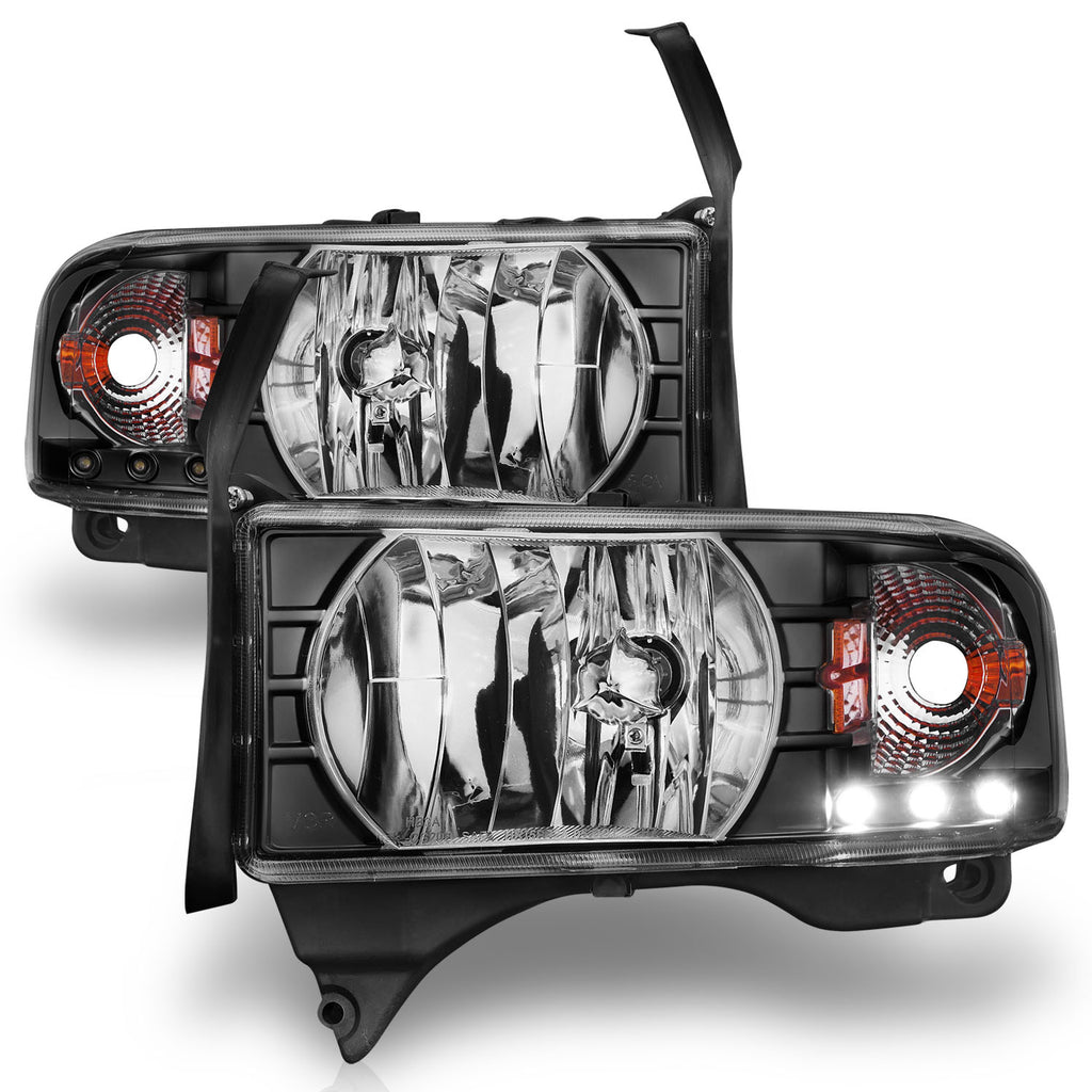 ANZO USA 111205 Crystal Headlight Set for Select Dodge Ram 1500, Dodge Ram 2500, Dodge Ram