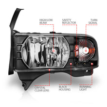 Load image into Gallery viewer, ANZO USA 111205 Crystal Headlight Set for Select Dodge Ram 1500, Dodge Ram 2500, Dodge Ram