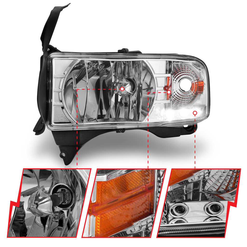 ANZO USA 111206 Crystal Headlight Set for Select Dodge Ram 1500, Dodge Ram 2500, Dodge Ram