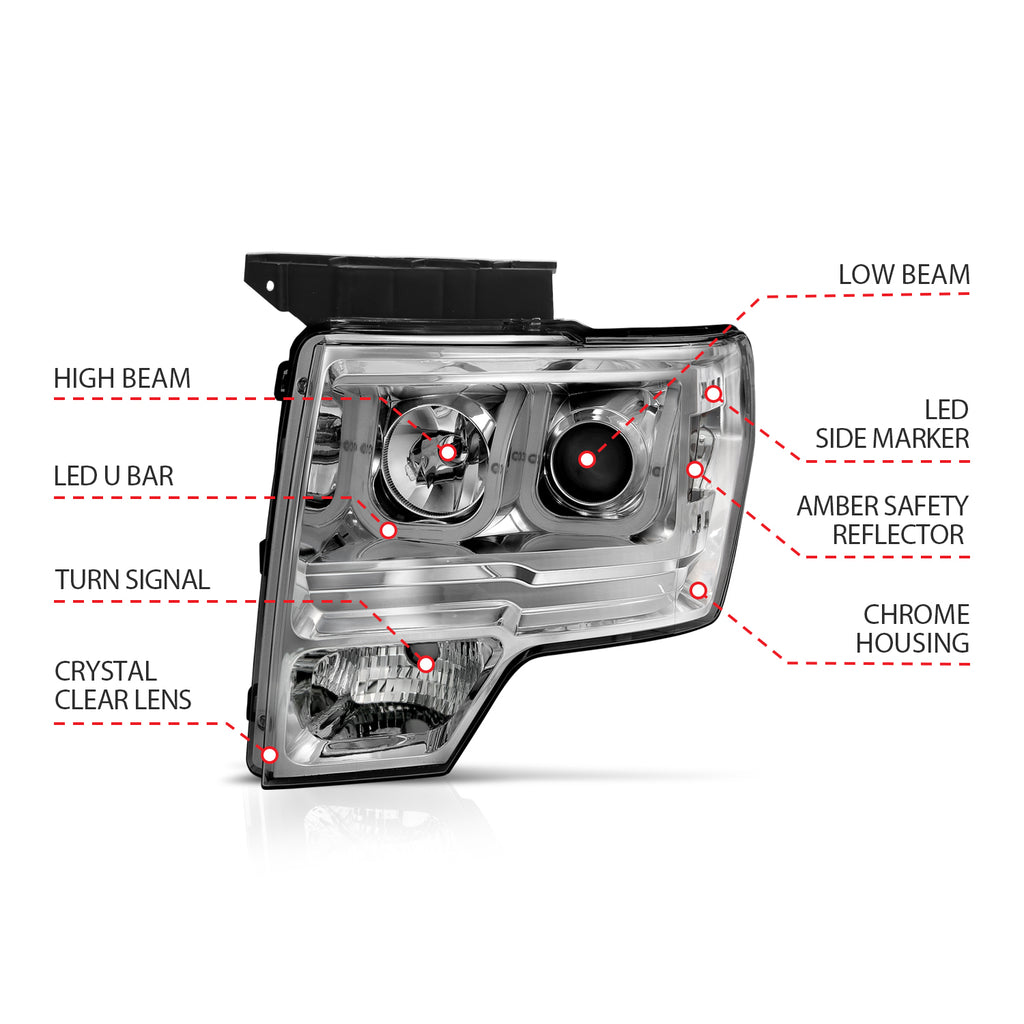 ANZO USA 111264 Projector Headlight Set for Select Ford F-150