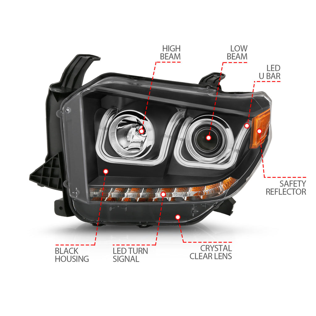 ANZO USA 111326 Projector Headlight Set for Select Toyota Tundra