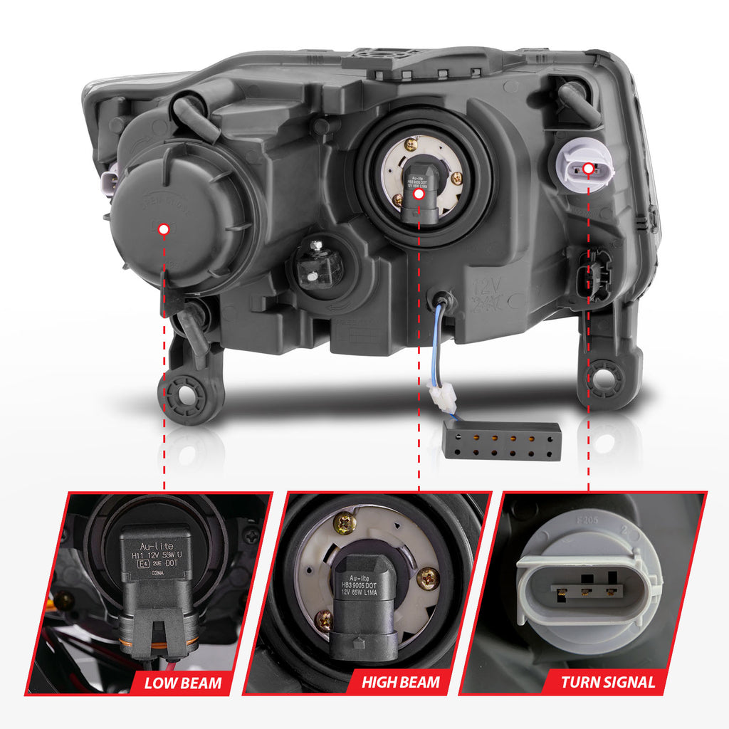 ANZO USA 111329 Projector Headlight Set for Select Jeep Grand Cherokee