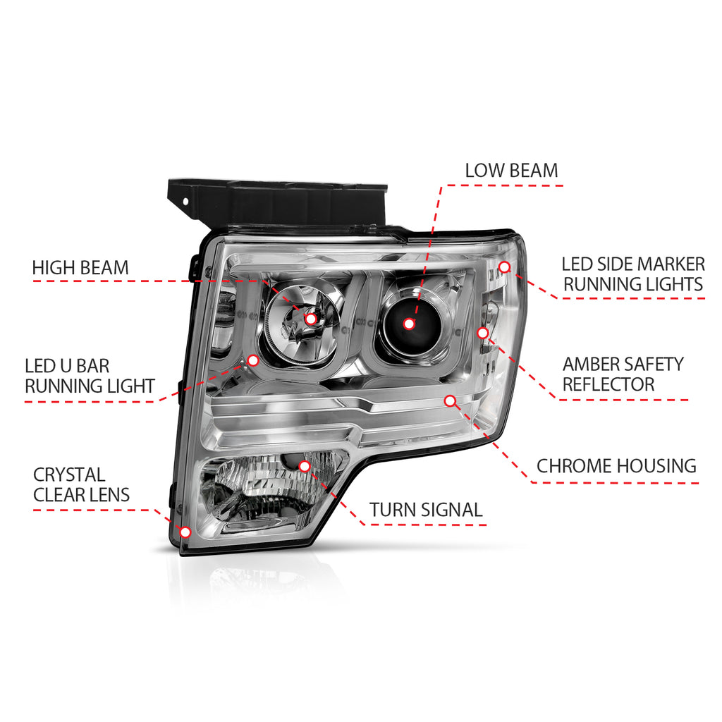 ANZO USA 111352 Projector Headlight Set for Select Ford F-150