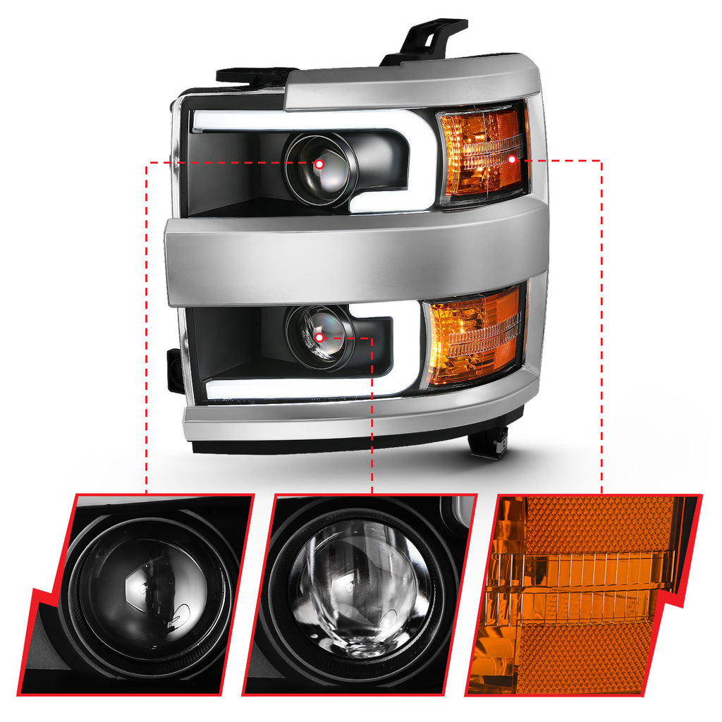 ANZO USA 111359 Projector Headlight Set for Select Chevrolet Silverado HD, Chevrolet Silverado HD