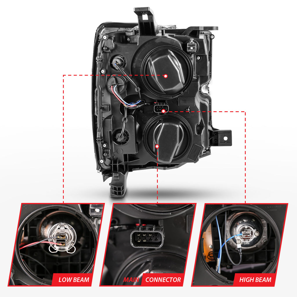 ANZO USA 111359 Projector Headlight Set for Select Chevrolet Silverado HD, Chevrolet Silverado HD
