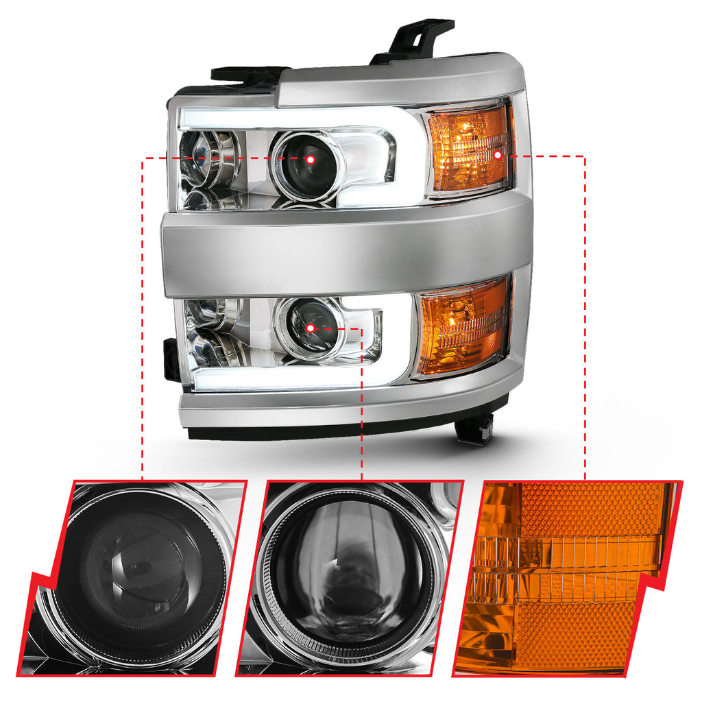 ANZO USA 111360 Projector Headlight Set for Select Chevrolet Silverado HD, Chevrolet Silverado HD