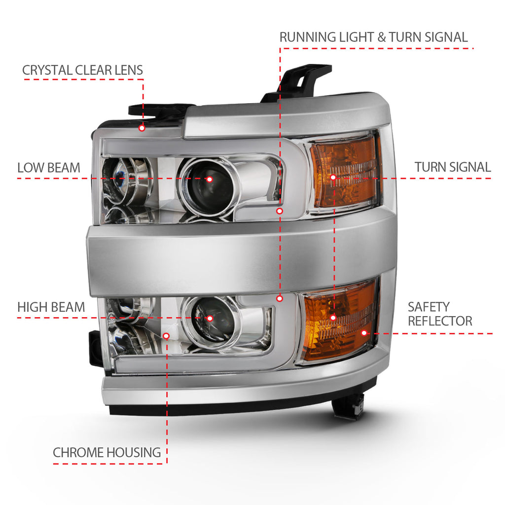ANZO USA 111360 Projector Headlight Set for Select Chevrolet Silverado HD, Chevrolet Silverado HD