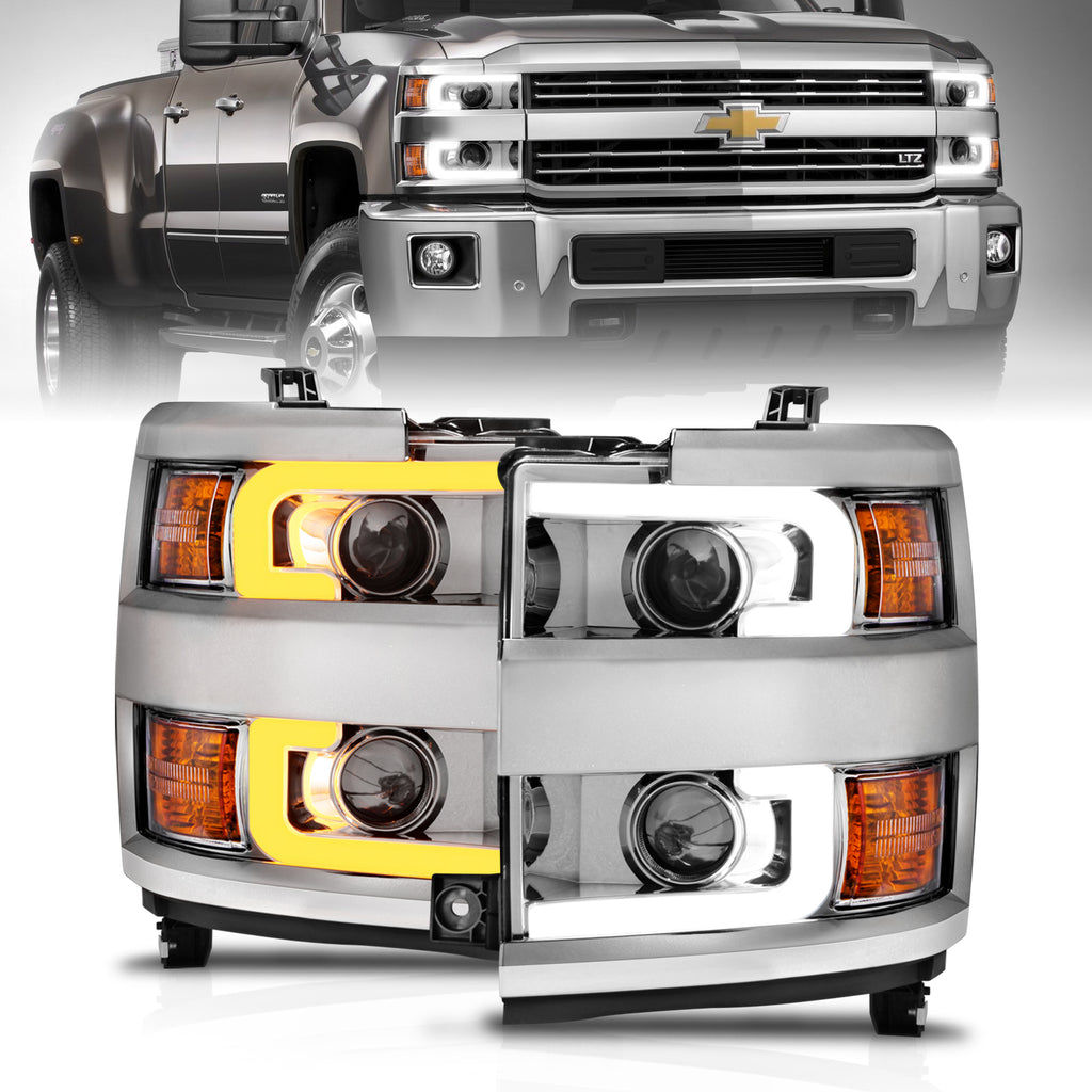ANZO USA 111366 Projector Headlight Set for Select Chevrolet Silverado HD, Chevrolet Silverado HD
