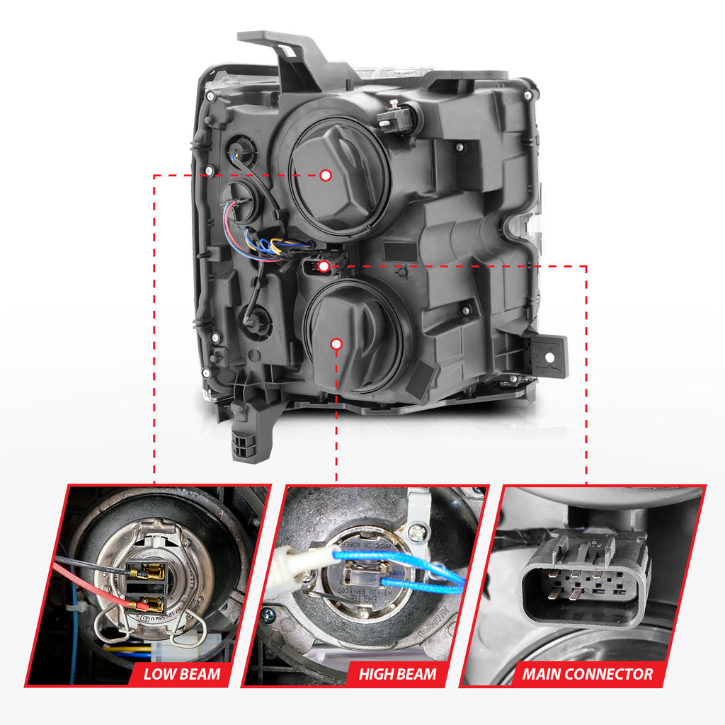ANZO USA 111366 Projector Headlight Set for Select Chevrolet Silverado HD, Chevrolet Silverado HD