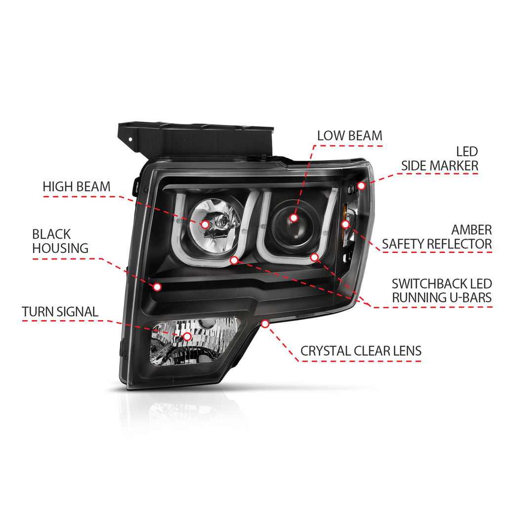 ANZO USA 111383 Projector Headlight Set for Select Ford F-150