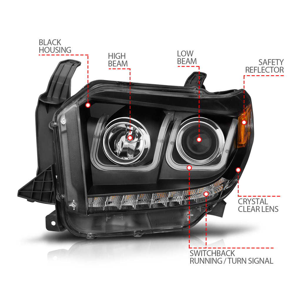 ANZO USA 111387 Projector Headlight Set for Select Toyota Tundra