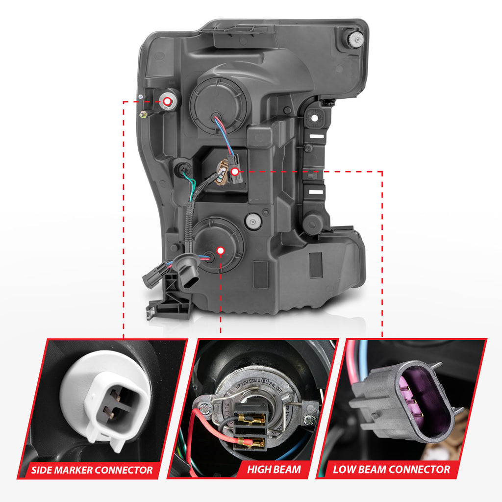 ANZO USA 111388 Projector Headlight Set for Select Ford F-250 Super Duty, Ford F-350 Super Duty, Ford F-450 Super Duty