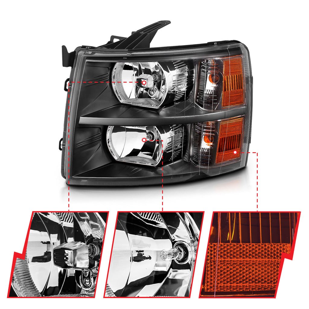 ANZO USA 111393 ANZO USA Crystal Headlights for Select Chevrolet Silverado 1500, Chevrolet Silverado Classic, Chevrolet Silverado HD Classic, Chevrolet Silverado 2500, Chevrolet Silverado HD, Chevrolet Silverado HD Classic, Chevrolet Silverado 3500,