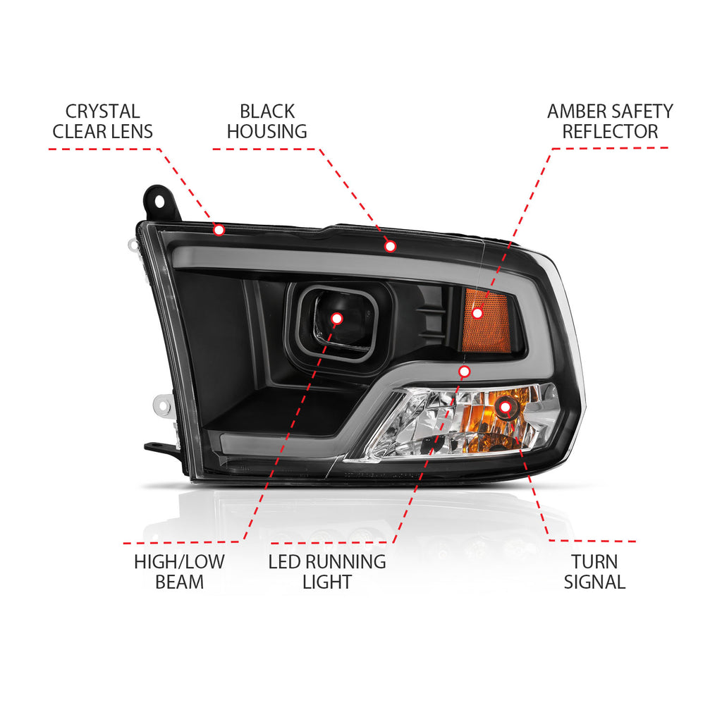 ANZO USA 111404 ANZO USA Projector Headlights for Select Dodge Ram 1500, Dodge Ram 2500, Dodge Ram 3500, Ram 1500, Ram Classic, Ram 2500, Ram