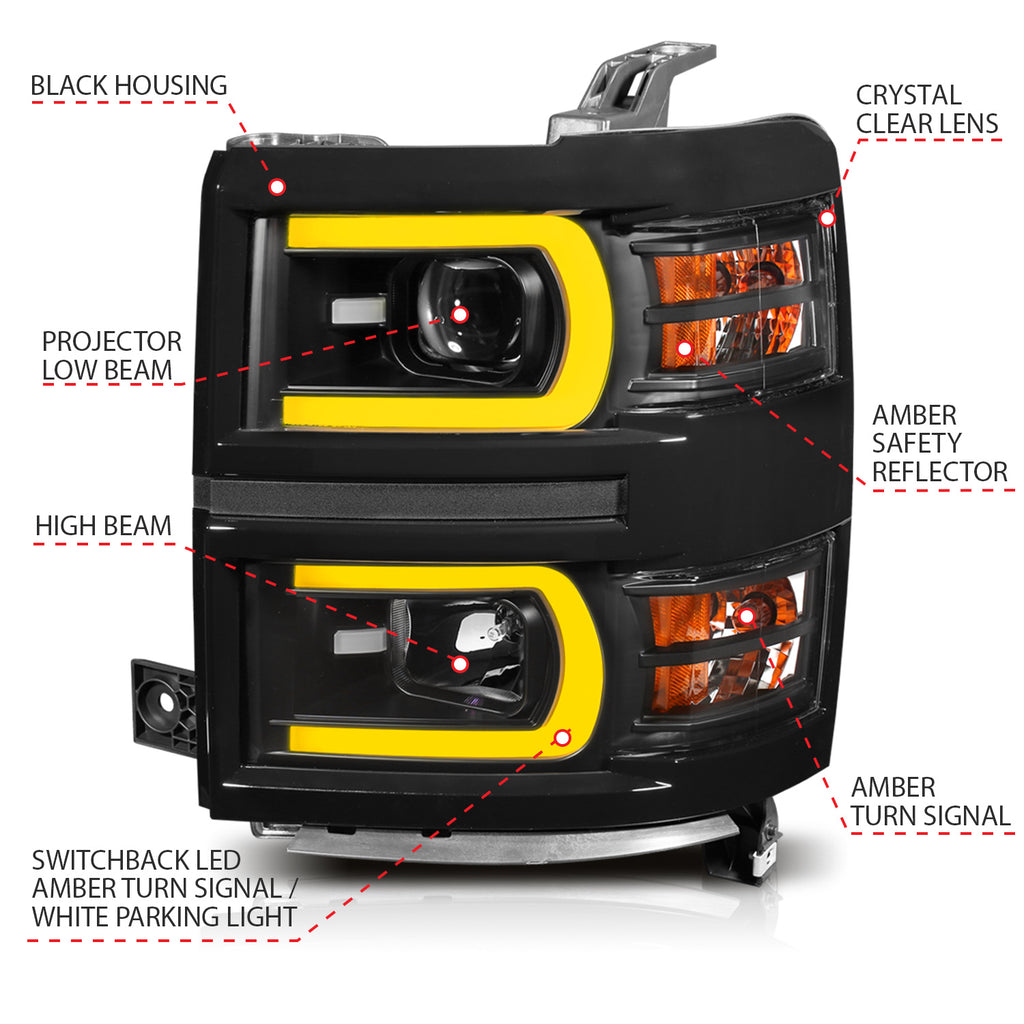 ANZO USA 111412 ANZO USA Projector Headlights for Select Chevrolet Silverado