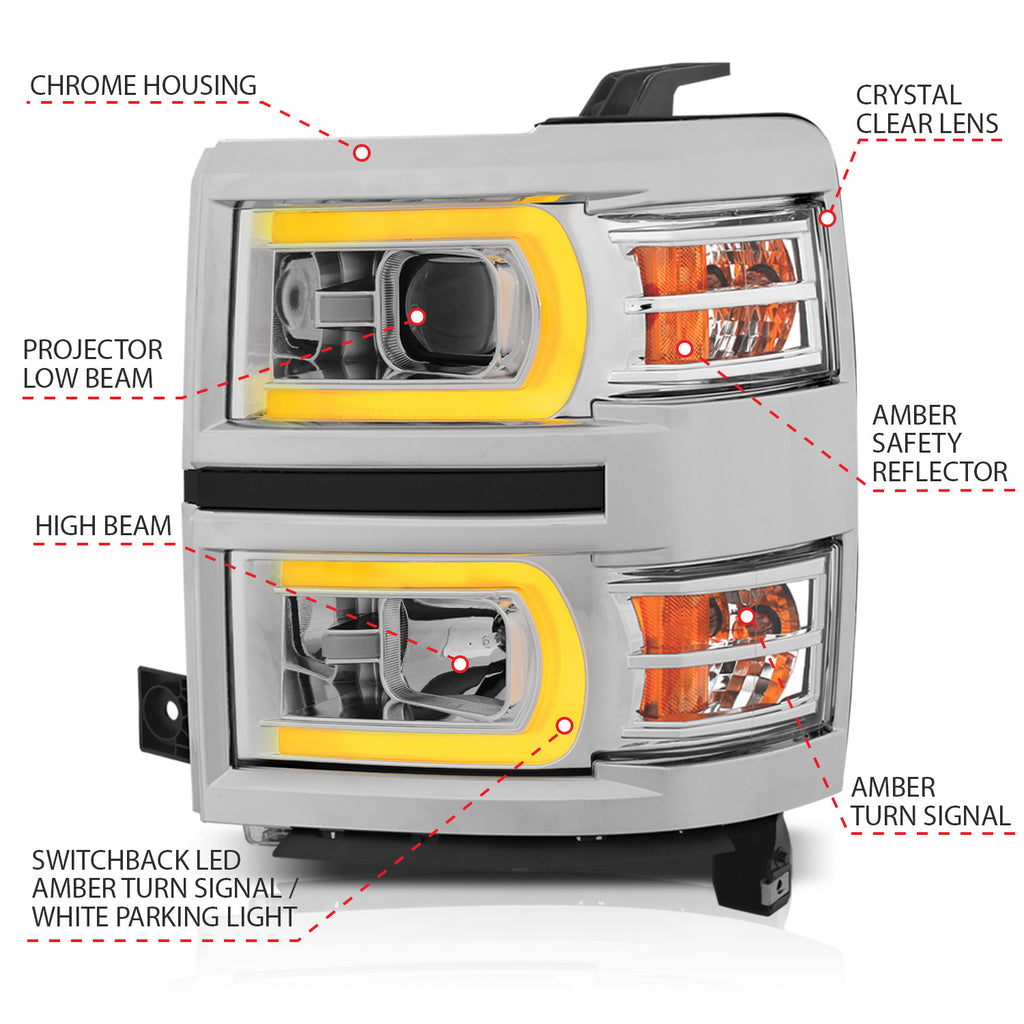 ANZO USA 111413 ANZO USA Projector Headlights for Select Chevrolet Silverado