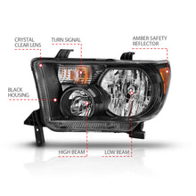 Load image into Gallery viewer, ANZO USA 111436 Crystal Headlights for Select Toyota Sequoia, Toyota Tundra