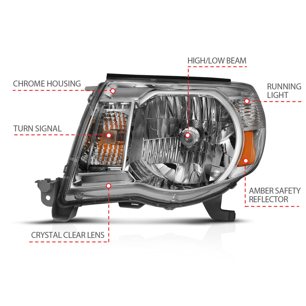 ANZO USA 111437 Crystal Headlights for Select Toyota Tacoma
