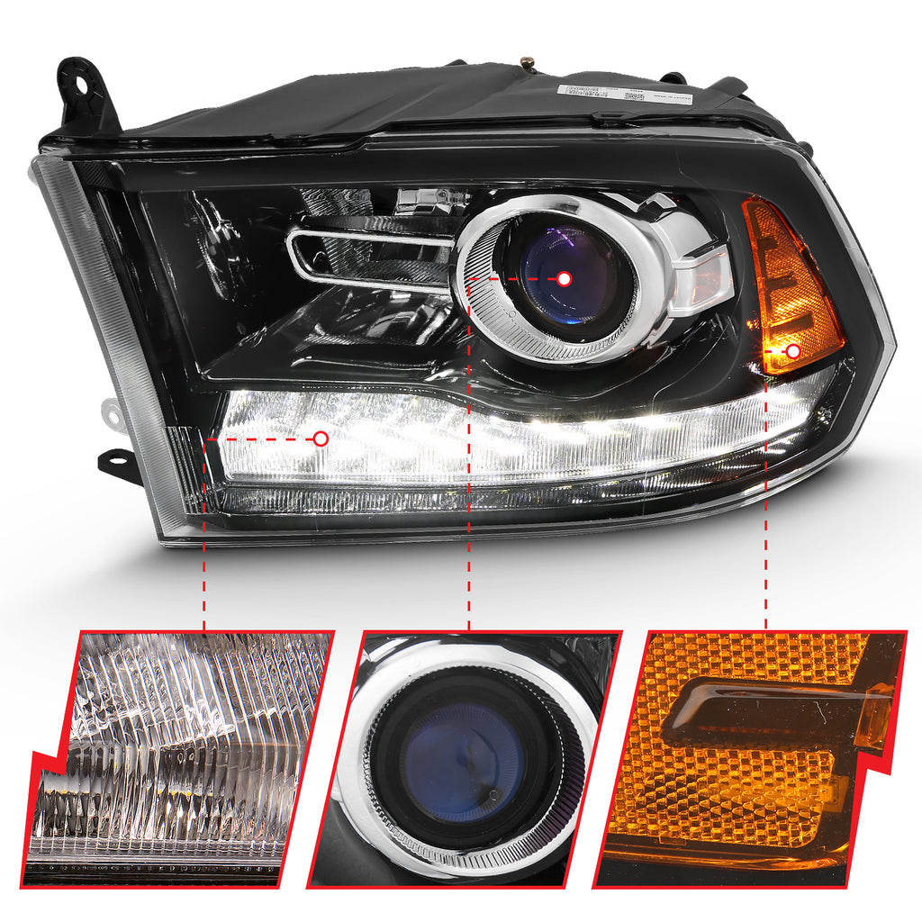 ANZO USA 111439 ANZO USA Projector Headlights W/ Halo for Select Dodge Ram 1500, Dodge Ram 2500, Dodge Ram 3500, Ram 1500, Ram Classic, Ram 2500, Ram
