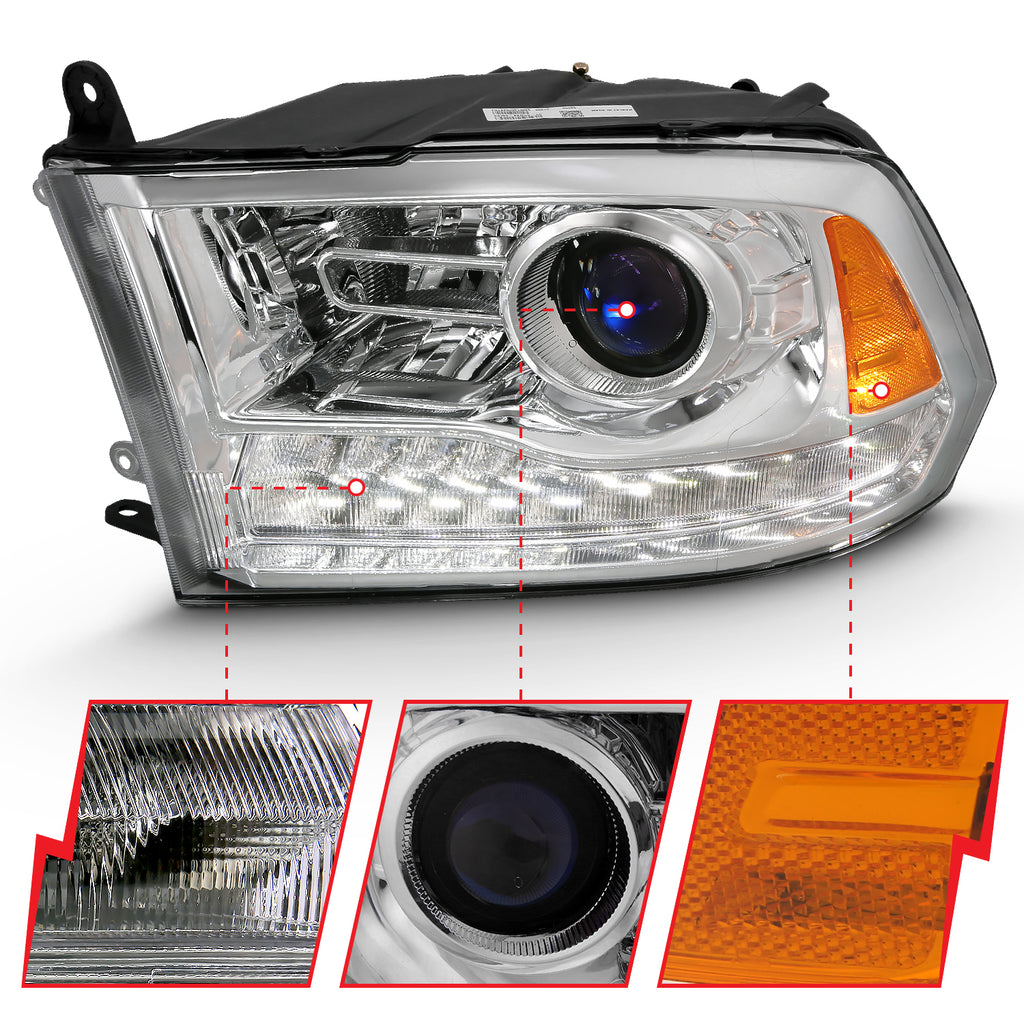 ANZO USA 111440 ANZO USA Projector Headlights W/ Halo for Select Dodge Ram 1500, Dodge Ram 2500, Dodge Ram 3500, Ram 1500, Ram Classic, Ram 2500, Ram