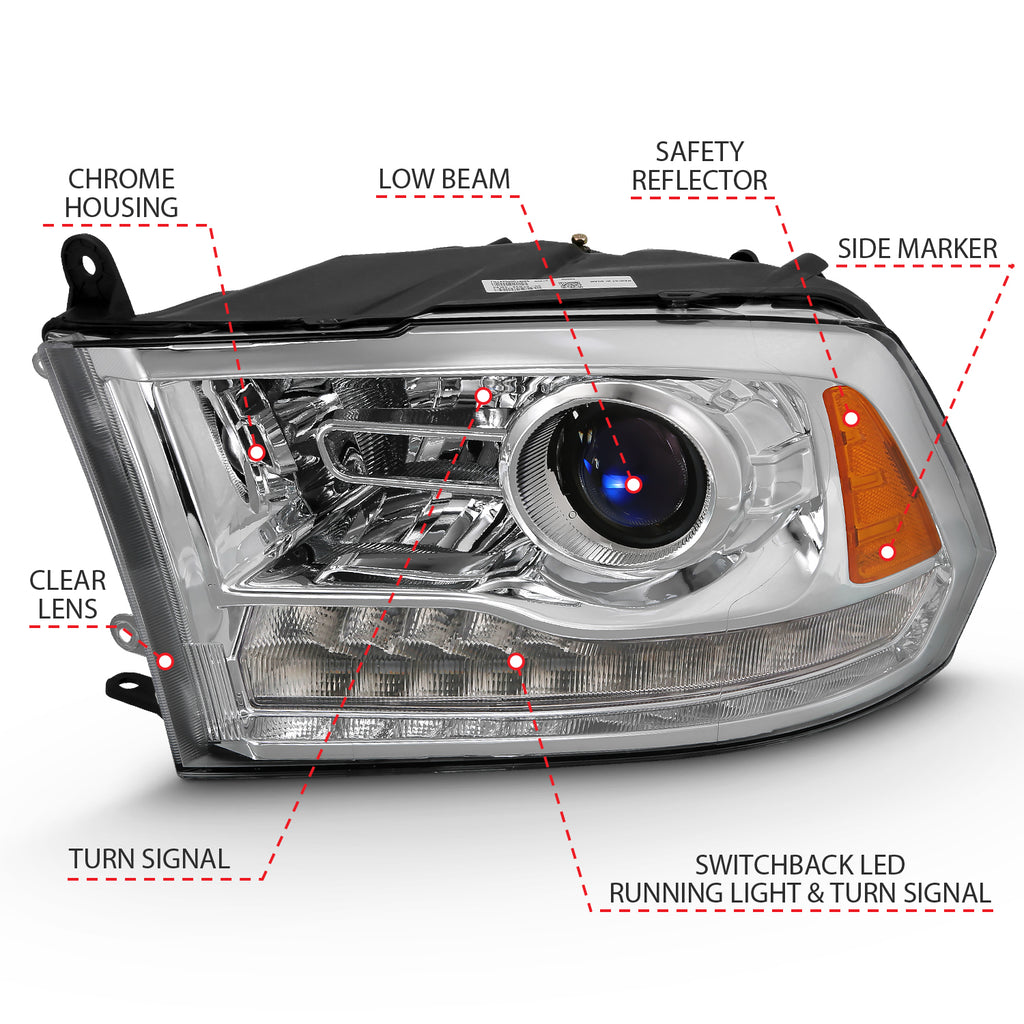 ANZO USA 111440 ANZO USA Projector Headlights W/ Halo for Select Dodge Ram 1500, Dodge Ram 2500, Dodge Ram 3500, Ram 1500, Ram Classic, Ram 2500, Ram