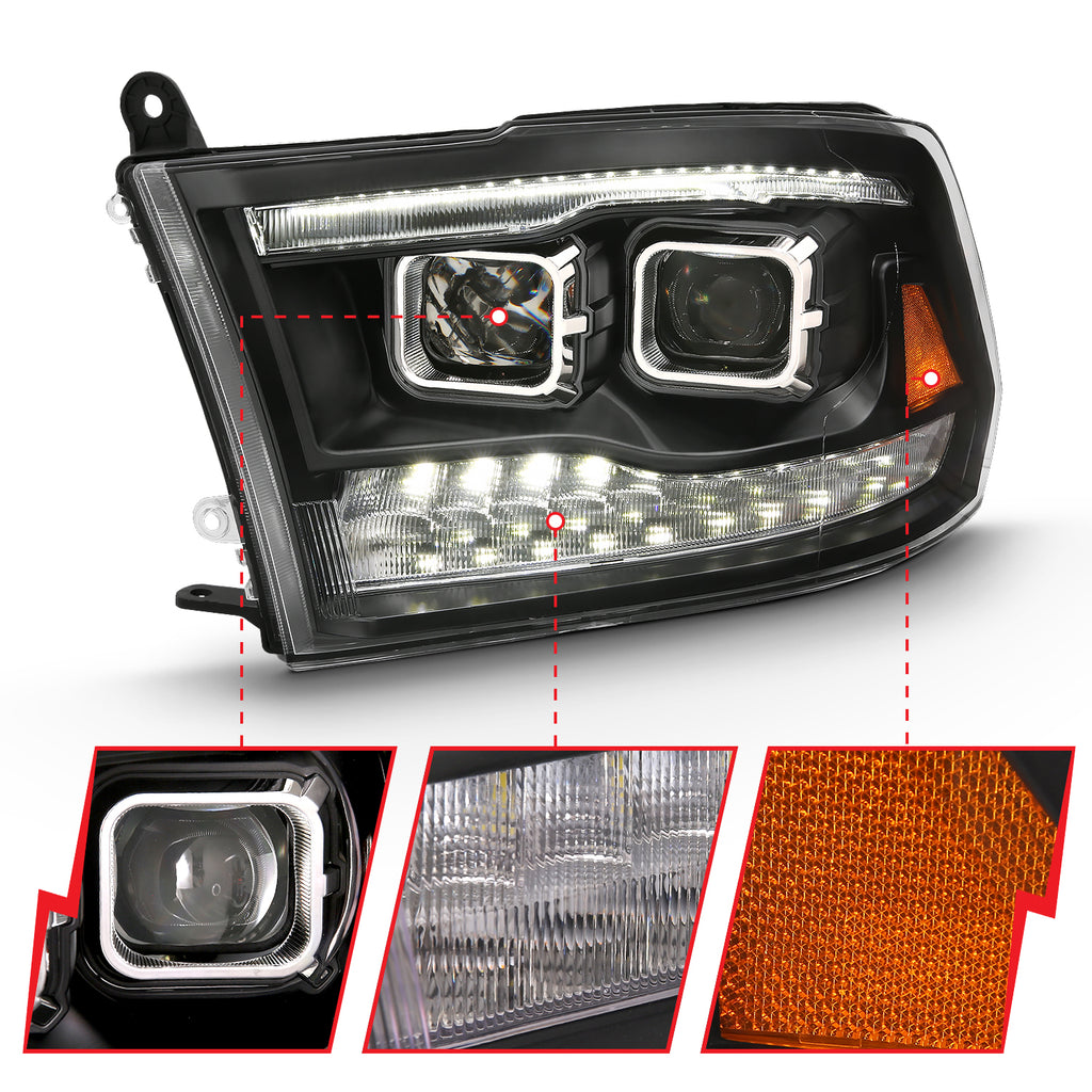 ANZO USA 111441 Projector Headlight for Select Dodge Ram 1500, Dodge Ram 2500, Dodge Ram 3500, Ram 1500, Ram Classic, Ram 2500, Ram