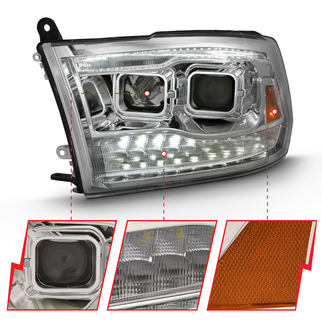 ANZO USA 111442 Projector Headlight for Select Dodge Ram 1500, Dodge Ram 2500, Dodge Ram 3500, Ram 1500, Ram Classic, Ram 2500, Ram
