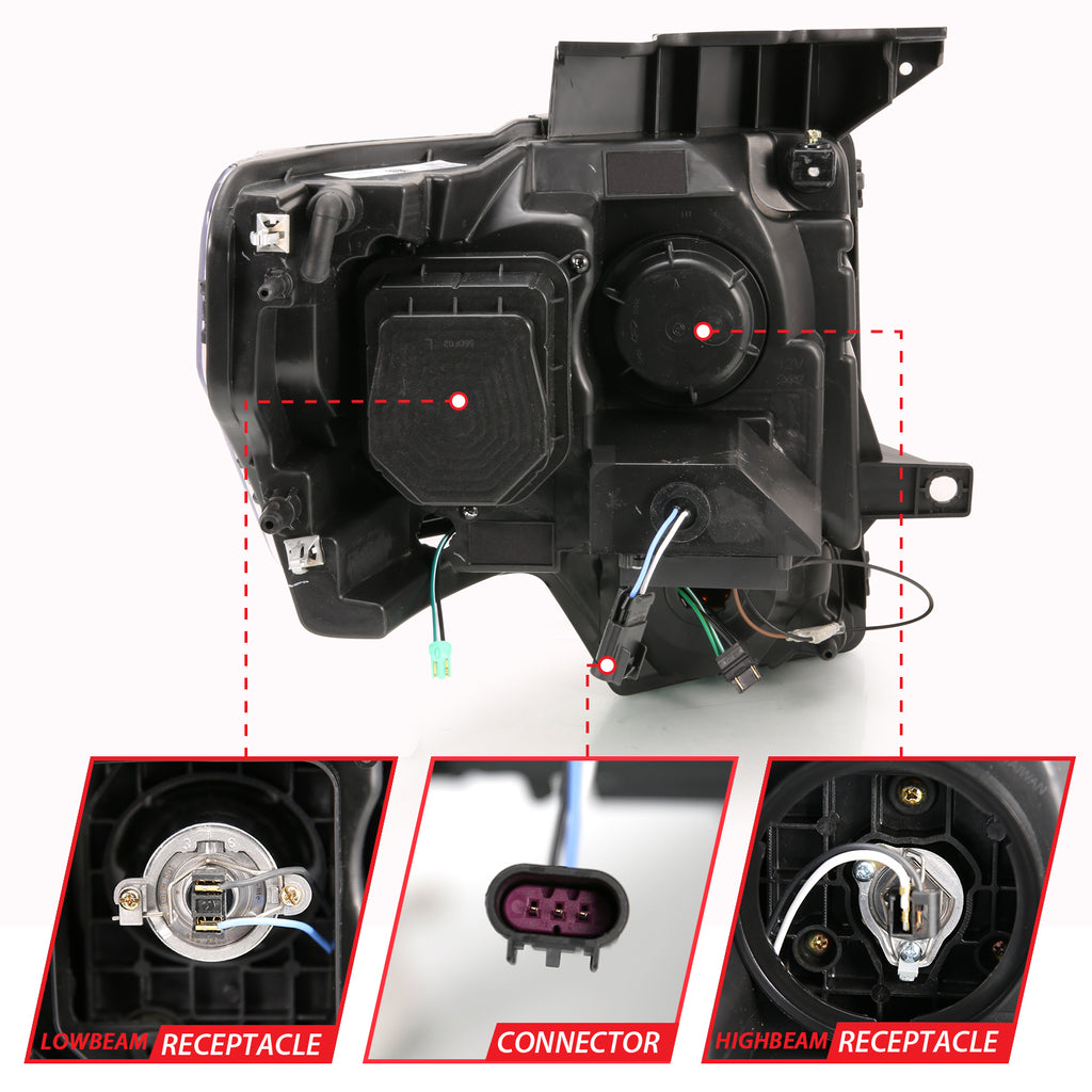 ANZO USA 111445 Projector Headlight for Select Ford F-150