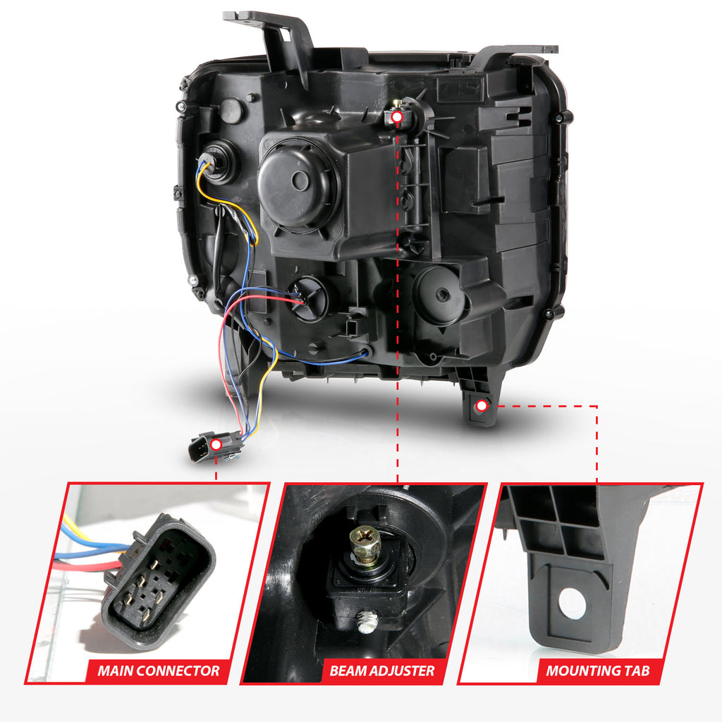 ANZO USA 111450 Projector Headlight for Select GMC Sierra, GMC Sierra 1500, GMC Sierra HD, GMC Sierra HD