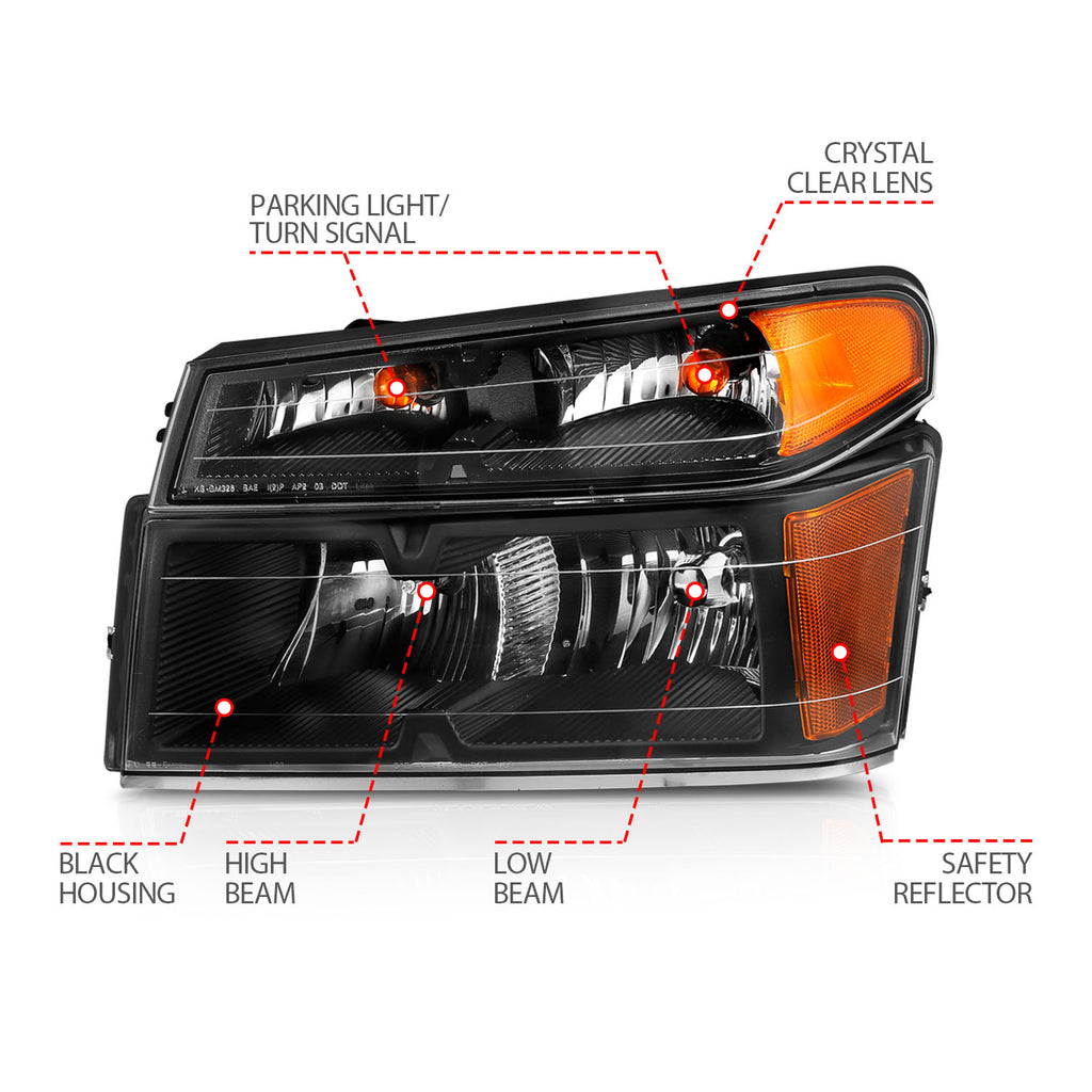 ANZO USA 111451 Crystal Headlight for Select GMC Canyon