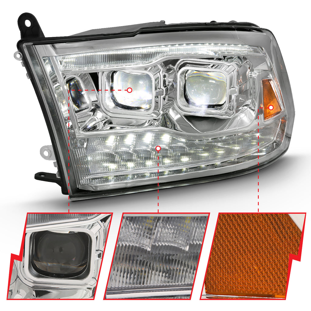 ANZO USA 111465 LED Projector Headlights for Select Dodge Ram 1500, Dodge Ram 2500, Dodge Ram 3500, Ram 1500, Ram Classic, Ram 2500, Ram