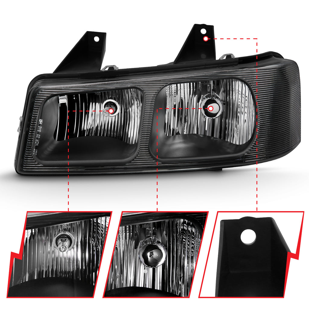 ANZO USA 111474 Crystal Headlights for Select Chevrolet Express 1500, Chevrolet Express 2500, Chevrolet Express 3500, GMC Savana 1500, GMC Savana 2500, GMC Savana