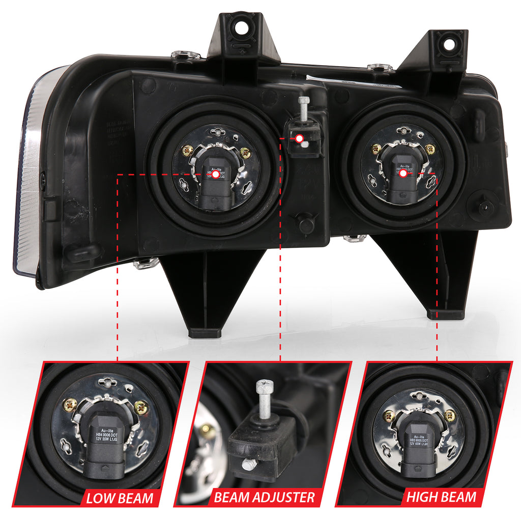 ANZO USA 111474 Crystal Headlights for Select Chevrolet Express 1500, Chevrolet Express 2500, Chevrolet Express 3500, GMC Savana 1500, GMC Savana 2500, GMC Savana