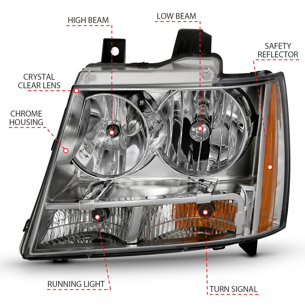 ANZO USA 111475 Crystal Headlights for Select Chevrolet Avalanche, Chevrolet Suburban, Chevrolet Suburban 1500, Chevrolet Suburban 2500, Chevrolet Tahoe