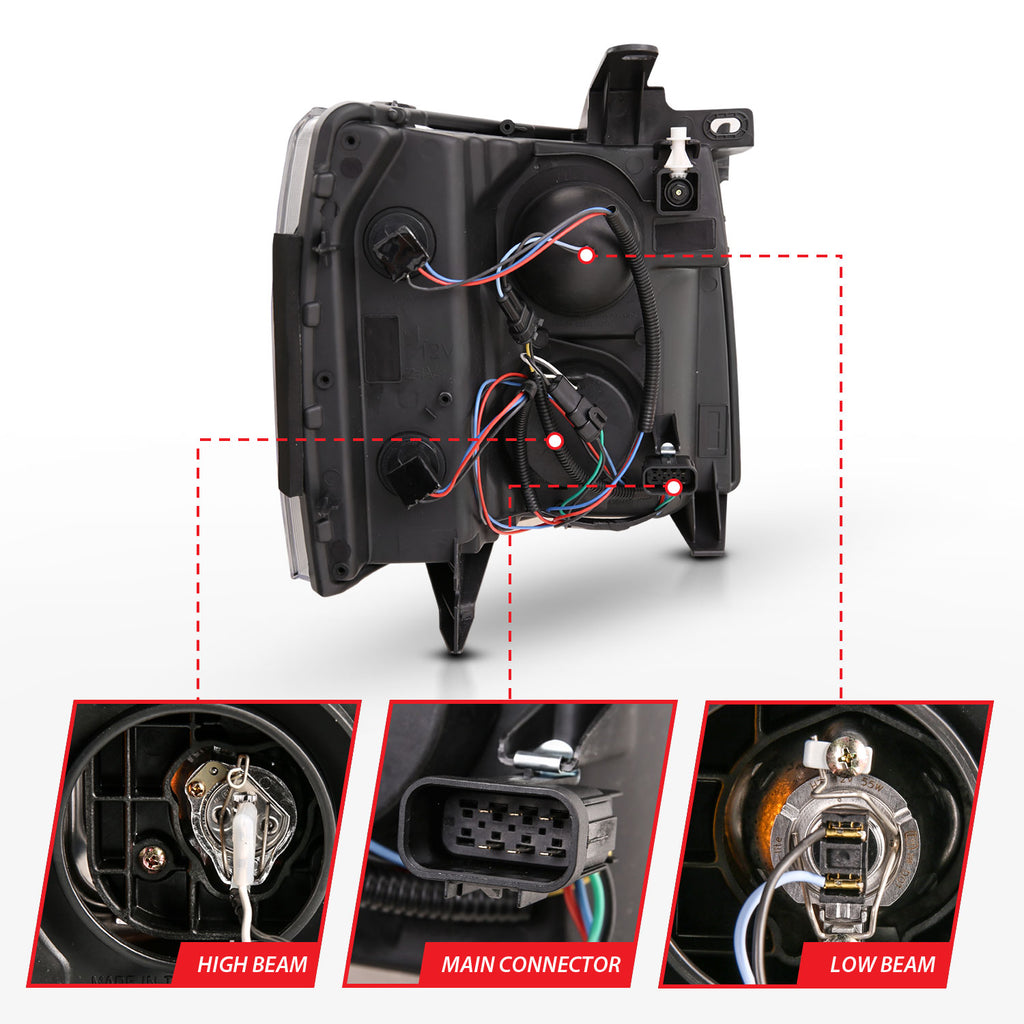 ANZO USA 111480 Projector Headlights for Select Chevrolet Silverado 1500, Chevrolet Silverado 2500, Chevrolet Silverado HD, Chevrolet Silverado 3500, Chevrolet Silverado HD